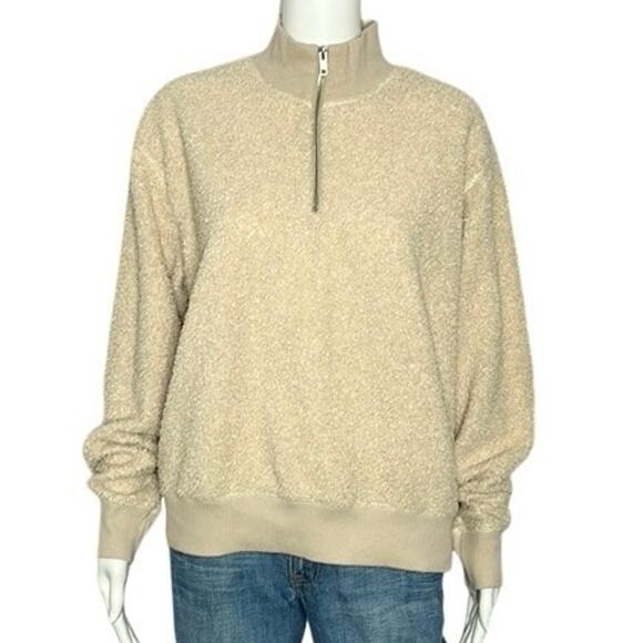 Topshop Teddy Fleece Quarter‎ Zip Sweater Size 8 - Picture 2 of 6